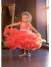 Coral Tulle Ruffle Flower Girl Dress Birthday Dress